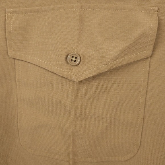 Vintage Creighton USMC Shirt Khaki Tan Wool Blend‎ Button Up Mens Large 16.5 USA - Picture 5 of 9